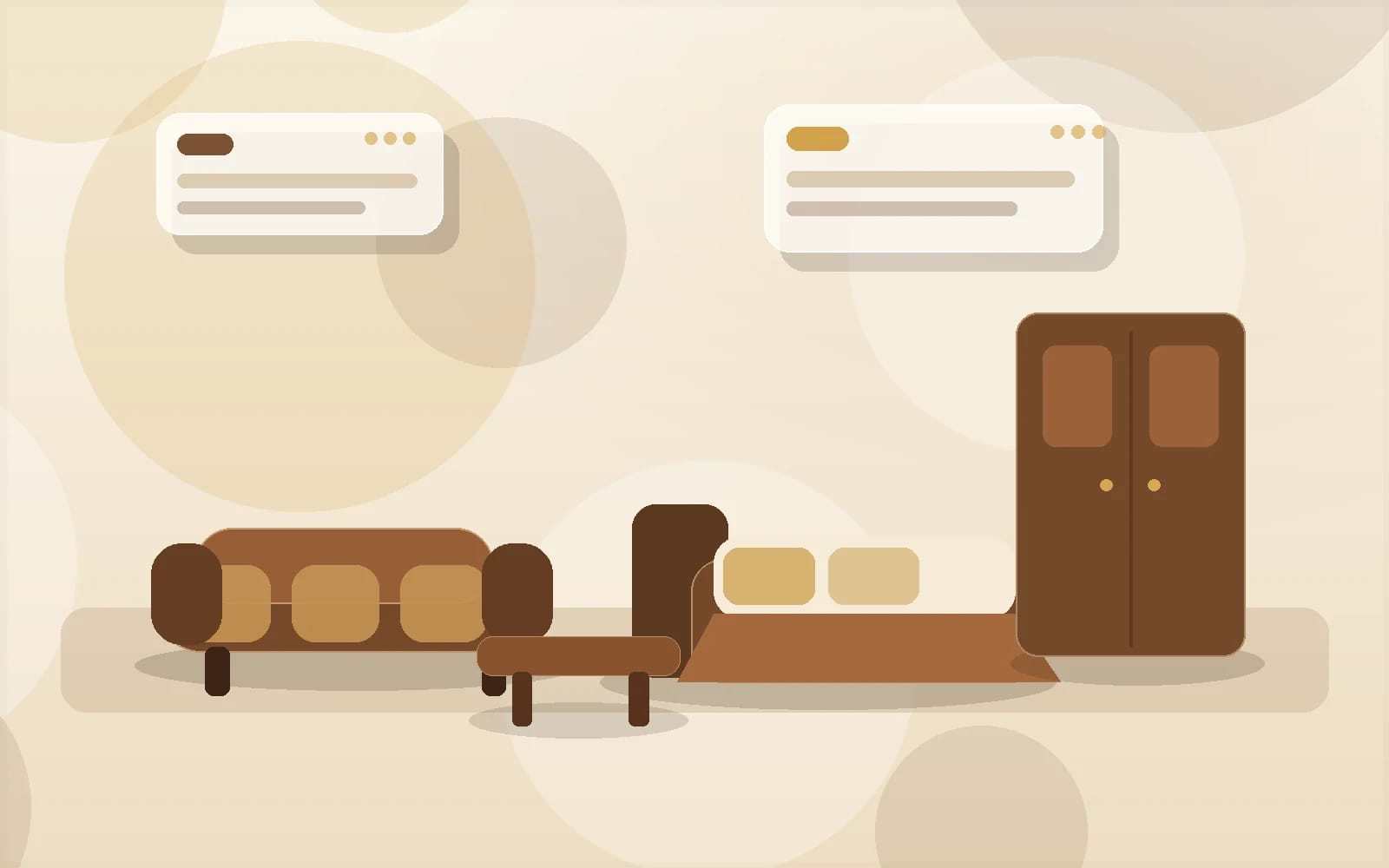 Decorative 3D furniture showroom visual